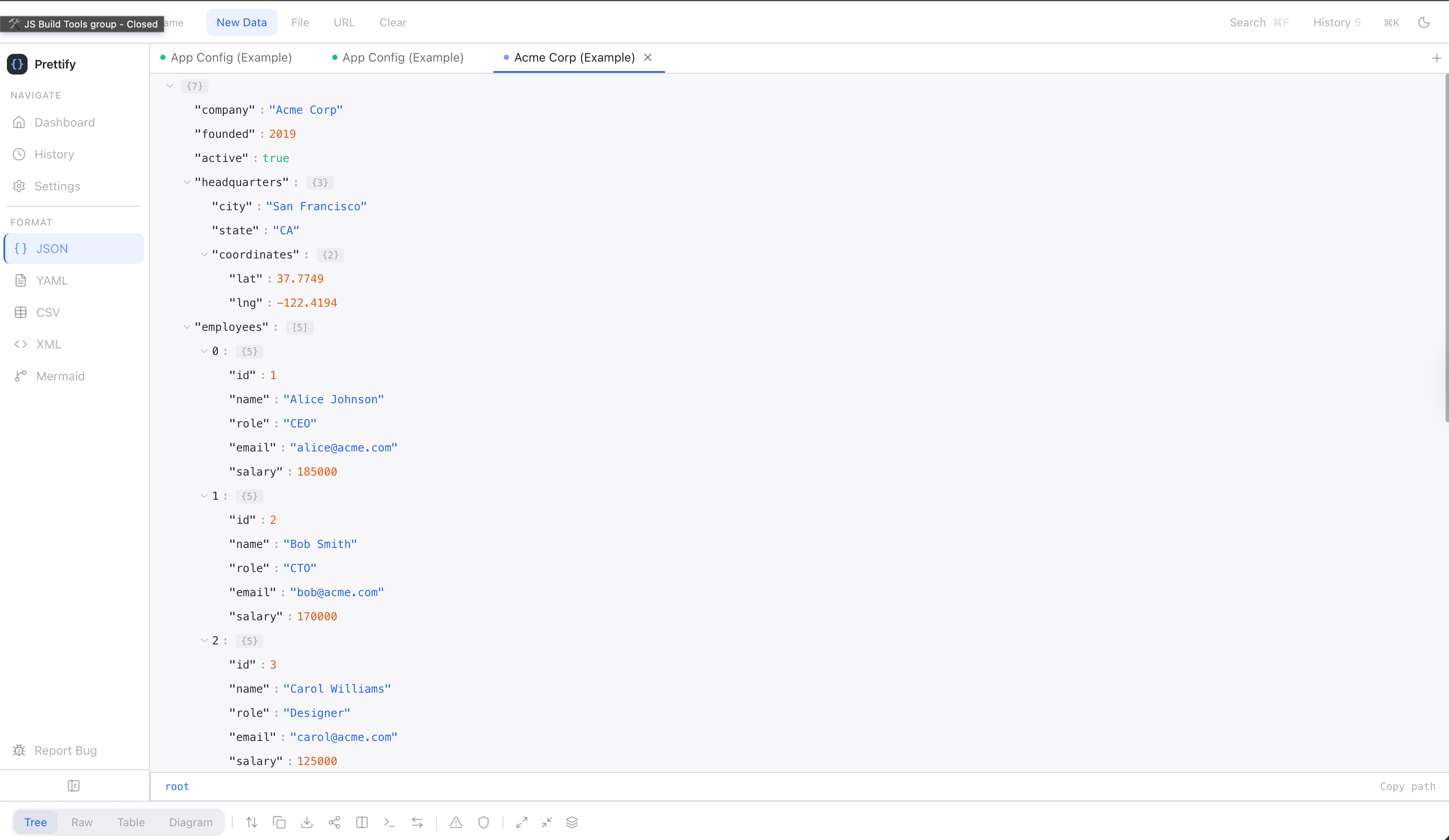 Prettify Json Prettify: Free Online JSON, YAML, CSV & XML Viewer and Editor